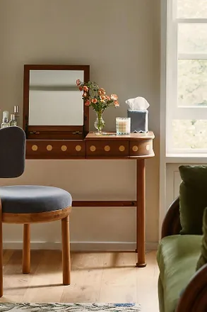 Anthropologie Helix Wood Makeup Vanity Desk