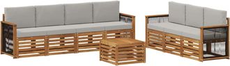 vidaXL Juegos De Sof&aacute;s 8 Uds. Natural Y Gris Claro Vidaxl