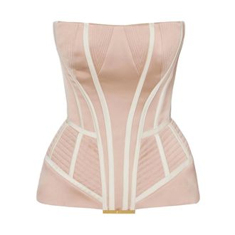 Elisabetta Franchi Duchess satijnen bustier-stijl top - Dames - Tops - Roze - Maat: XL Satijn