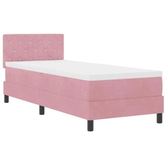 vidaXL Cama Tipo Box Spring Con Colch&oacute;n Rosa 80 X 200 Cm Terciopelo Vidaxl
