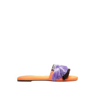 La DoubleJ Leather Fringe Slippers Orange/Lilac