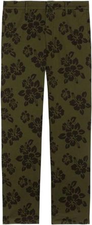 Aspesi Broeken, Heren, Groen, XL, Hibiscus Print Khaki Broek