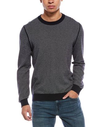 Vince Blue Multi Birdseye Wool-Blend Crewneck Sweatshirt
