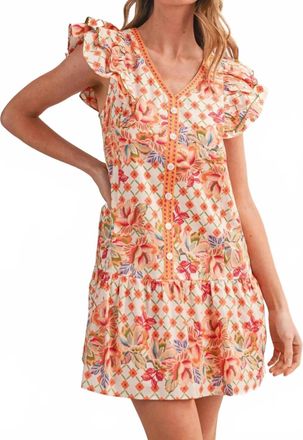 Merci Womens Tropical Print Flutter Sleeve Mini Dress In Floral