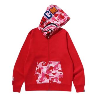 A Bathing Ape Camo Shark Full Zip Hoodie Red 1M30115301-RED