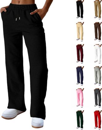 Generic Wide Leg Joggers For Women UK Cargo Trousers Women High Waist Joggers Size 20 High Waisted Baggy Tracksuit Bottoms Sweatpants Womens Baggy Ladies Stre