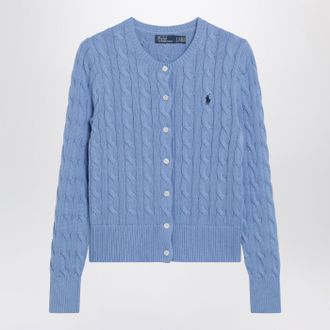 Polo Ralph Lauren Light Blue Cable Knit Cotton Cardigan
