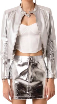 Amylynn Cindy Racer Jacket In Silver