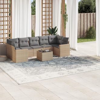 vidaXL Vidaxl - Juego De Sof&aacute;s De Jard&iacute;n Con Cojines Beige 8 Pzas Rat&aacute;n Pe