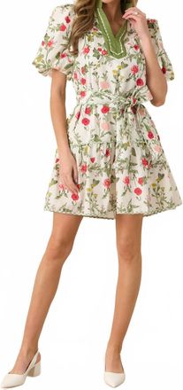 Entro Sutton Mini Dress In Olive Green Floral