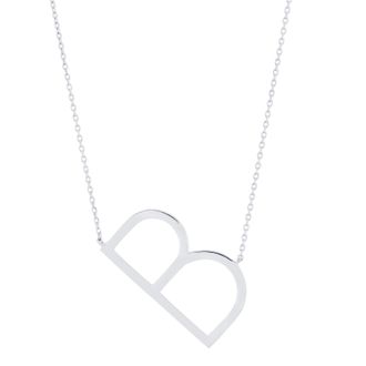 MAX + STONE Solid 10K Yellow or White Gold Initial Pendant Necklace 16-18 inch Cable Chain