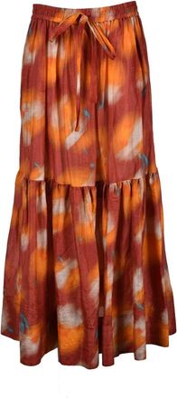 Lee Mathews Flowing Orange Maxi Skirt