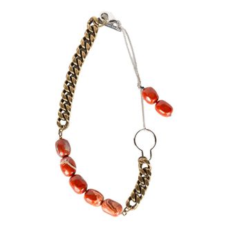 Dries Van Noten Necklaces, male, Red, Size: ONE SIZE Dark Red Stone Chain Necklace