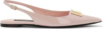 Dolce & Gabbana DG leather slingback ballerina shoes - women - Calf Leather/Calf Leather/Goat Skin - 36.5 - Pink