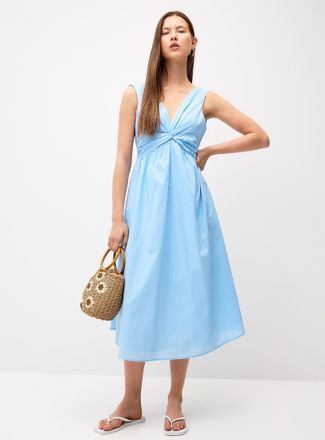 Twik Womens Twisted poplin midi dress