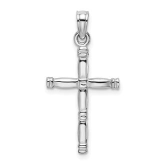 Diamond2Deal 14k Gold 3-D Polished Cross Charm Pendant