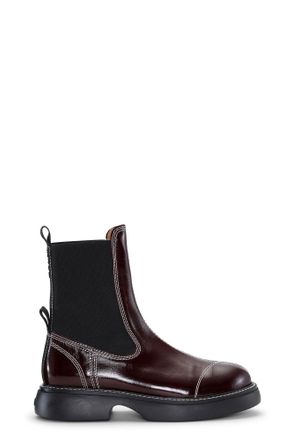 Ganni Burgundy Everyday Mid Chelsea Boots - Size 10 Red