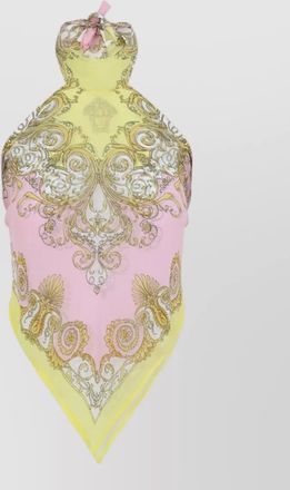 Versace scarf print halterneck top back tie