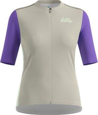 Odlo Essential Heritage Print Shirt S/S FZ Velotrikot für Damen | grau