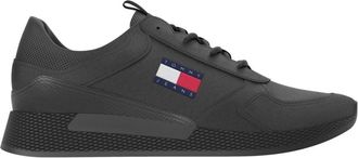 Tommy Jeans Zwarte Flexi Vrijetijdssneakers - Heren - Sneakers - Zwart - 41 EU - Leer - Schoenen