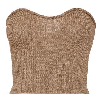 Simona Corsellini Sleeveless Tops, female, Beige, Size: S Top Viscose