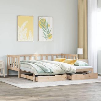 Berkfield Home Daybed with Trundle & Drawers without Mattress 90x200 cm in Brown