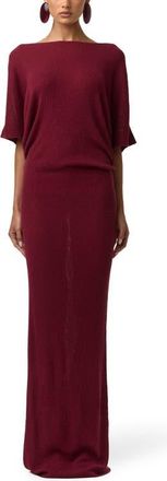 Naked Wardrobe Open Back Knit Maxi Dress in Sangria at Nordstrom, Size X-Large