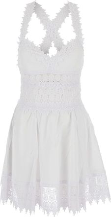 Charo Ruiz Ibiza marilyn White Dress With Crossed Straps And Lace Details In Cotton Woman