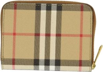Burberry Pre-owned Wallets, female, Brown, Size: ONE SIZE Pre-owned Small Check Zip Wallet