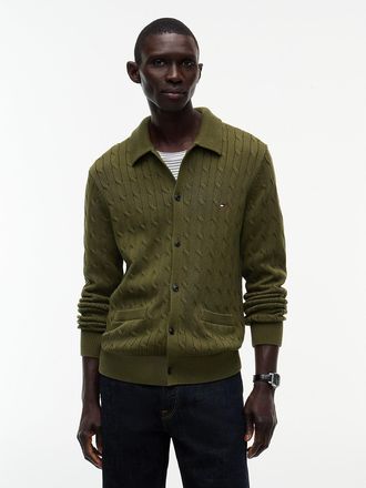 Tommy Hilfiger Mens Cable Knit Cardigan - Huntsman Green - M
