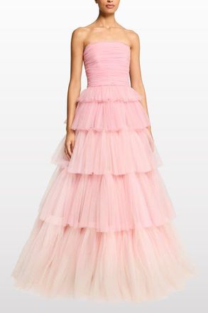 Jenny Packham Adore Tiered Bow Gown in Blossom Ombre at Nordstrom, Size 10 Uk