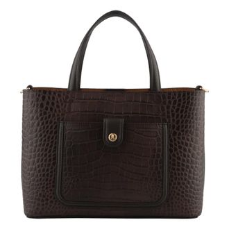 Pourchet Tassen, Dames, Bruin, ONE Size, Leer, Bride Croco Handbag