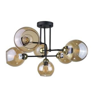 Netlighting Monde Multi Arm Semi Flush Ceiling Light Gold 55cm 6x E27
