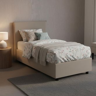 Dmora Dmora - Cama Individual Day, Cama Contenedor Con Tapizado En Ecopiel, 100% Made In Italy, Apertura Frontal, Adecuado Para Colch&oacute;n 80x200 Cm, T&oacute;rtola