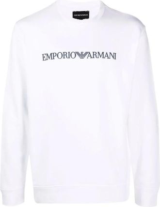 Emporio Armani Central Logo Sweatshirt - Heren - Sweatshirts & Hoodies - Wit - Maat: XL Katoen