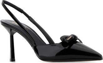 Prada Womens Black Leather Pumps Nero Scarpe Con Tacco High Heel Shoes