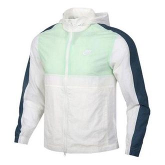Nike Sportswear Woven Logo Stowaway Hood Jacket Green White CU4310-133
