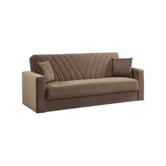 Dmora Sof&aacute; Cama Dfossat, Sof&aacute; Cama Con Almacenaje Lineal 3 Plazas Con 2 Cojines Incluidos, Sof&aacute; De Sal&oacute;n En Tela Acolchada Con Apertura Click-clac, 214x81h8