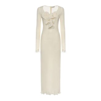 Magda Butrym Maxi Dresses, female, White, Size: 2XS Floral-appliqu&eacute; Maxi Dress