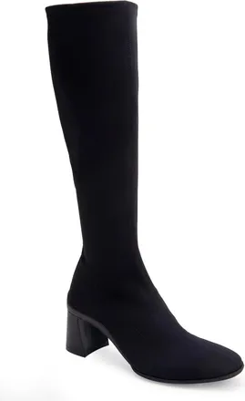 Aerosoles Centola Boots Womens Black Stretch Faux Suede Block Heel HAM720