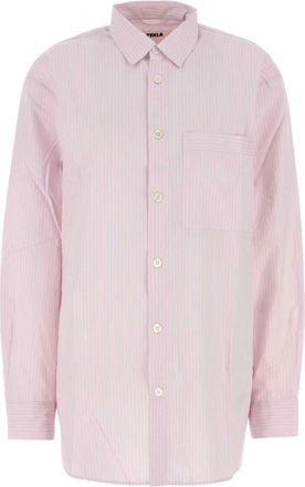 Tekla Geborduurde Poplin Oversized Pyjama Shirt - Heren - Casual Overhemden - Roze - XS - Katoen - Overhemden