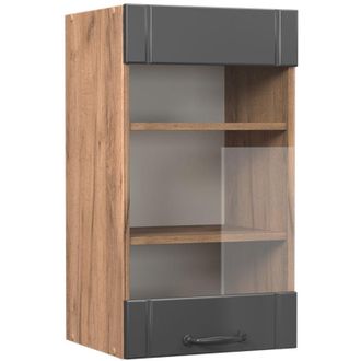 Vicco Armario De Cocina Con Vidrio Fame-line, Gris Oscuro, 40 Cm, Vicco