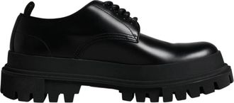 Dolce & Gabbana Laced Shoes, male, Black, Size: 6 US Black Leather Lace Up Dress Shoes
