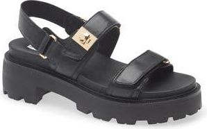 Steve Madden Supermona Lug Sole Slingback Sandal in Black Leather at Nordstrom Rack, Size 9.5