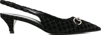 Gucci slingback pumps - women - Leather/Leather/Velvet - 37.5 - Black