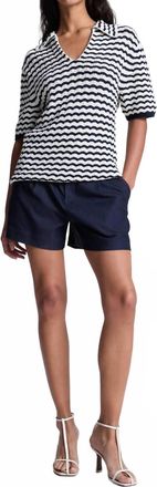 A.L.C. Logan Striped Oversized Knit Top In Navy Stripe