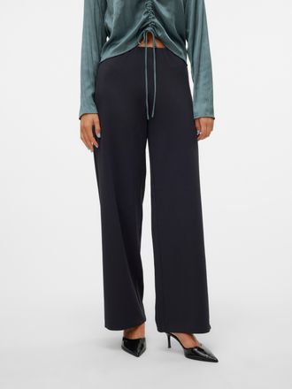 Vero Moda Schlupfhose VERO MODA VMBERLIN ZAMIRA MW WIDE PANT NOOS, Damen, Gr. XL (42), L&auml;nge 34, blau (blau graphite), Milano Rib, Obermaterial: 95% Polyester, 