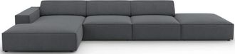 BLOOMINGLOFT 5-Sitzer Design Ecksofa Jodie mit Ottomane links - Strukturstoff