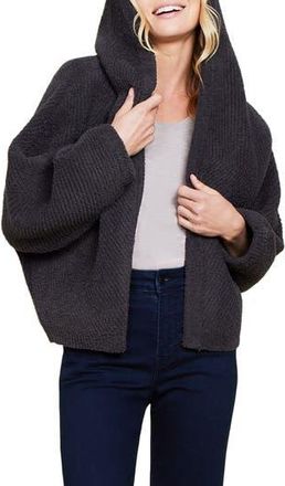Barefoot Dreams CozyChic Hooded Chevron Rib Cardigan in Carbon at Nordstrom Rack, Size Large/x-Large