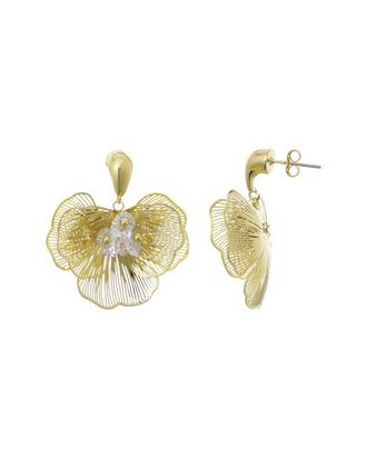 Adornia Adornia 14K Plated Crystal Flower Stud Earrings